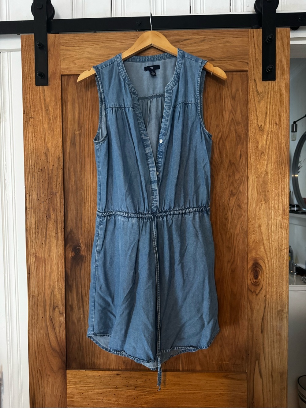 Gap Sleeveless Denim Romper Dress - Blue